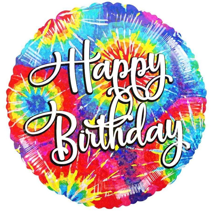 Happy Birthday Tie Dye Ink Blots 18 Balloon