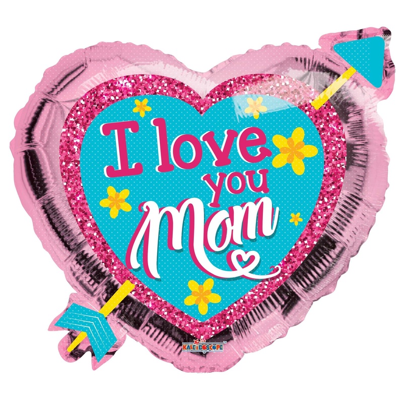 I Love You Mom Heart With Arrow 18 Balloon