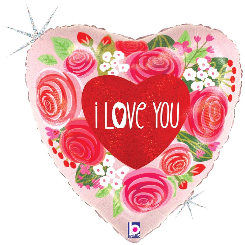 Love You Roses Heart 18 Balloon