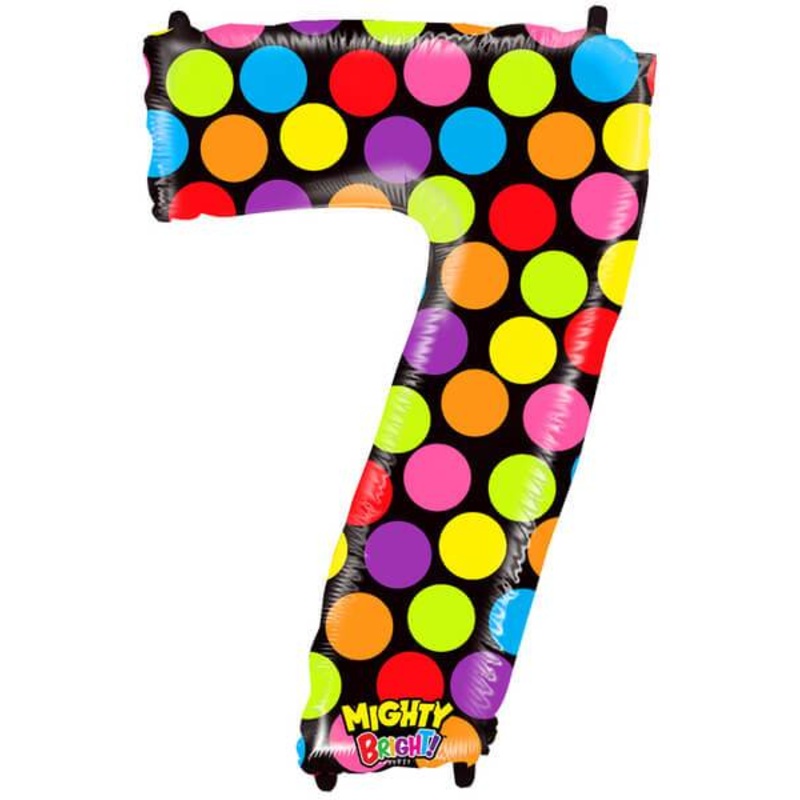 Neon dots Number 7 34" Balloon
