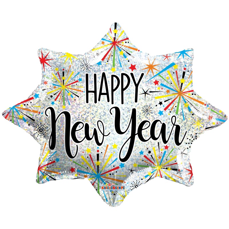 New Year Fireworks 18 Holographic Balloon