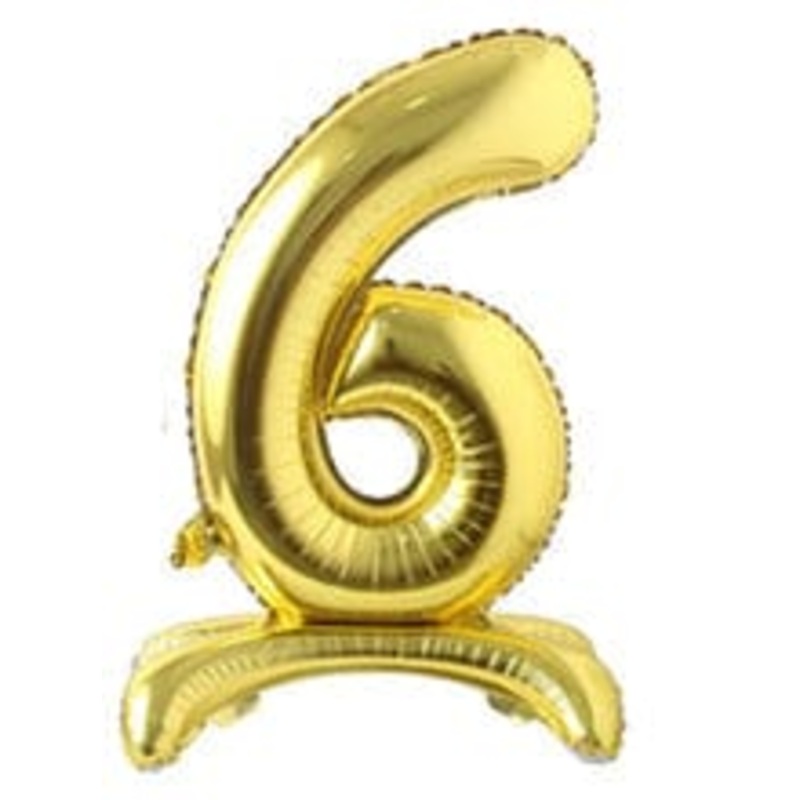 Number 6 Gold Standing 34 Balloon
