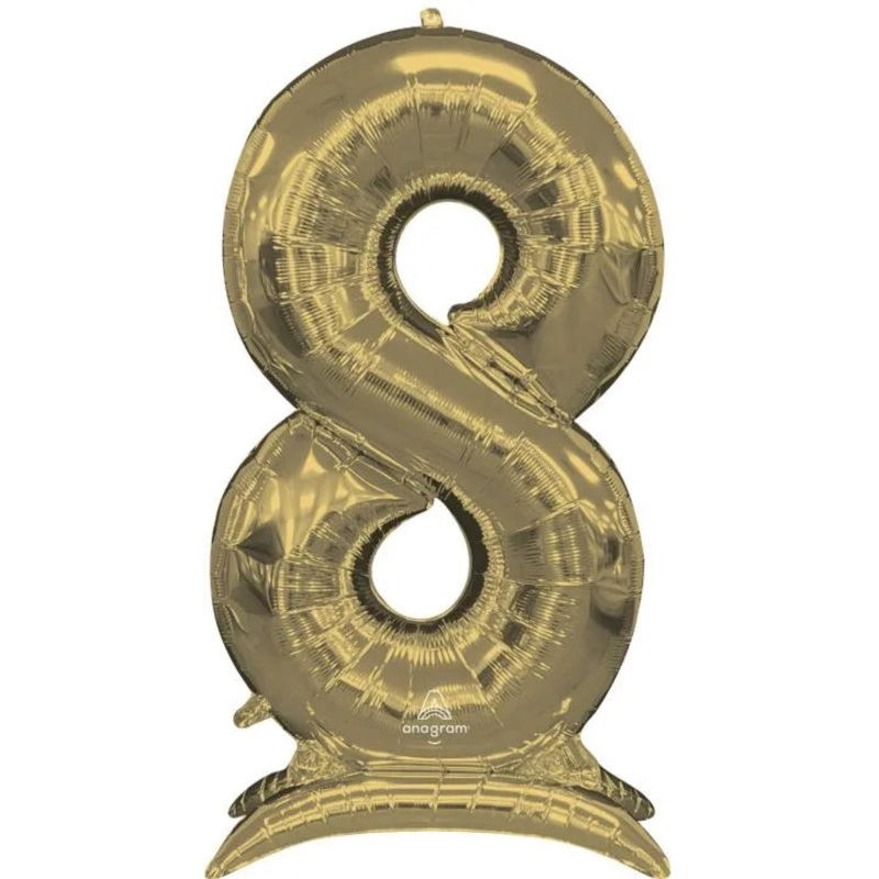 Number 8 White Gold Standing 50 Balloon