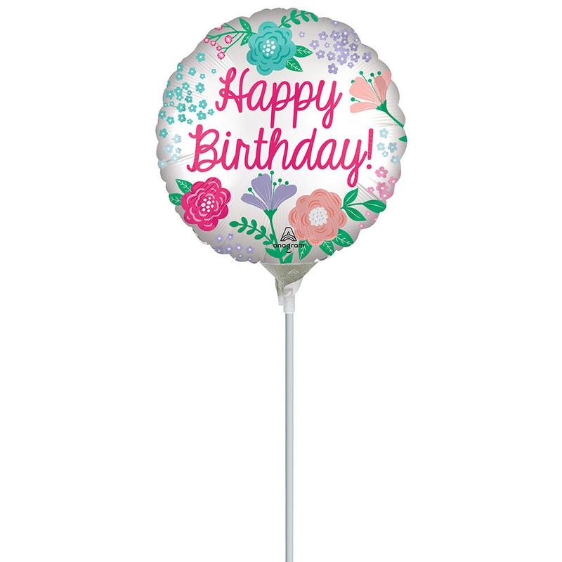 Satin Happy Birthday Garden 4" Air-fill Balloon (requires heat sealing)