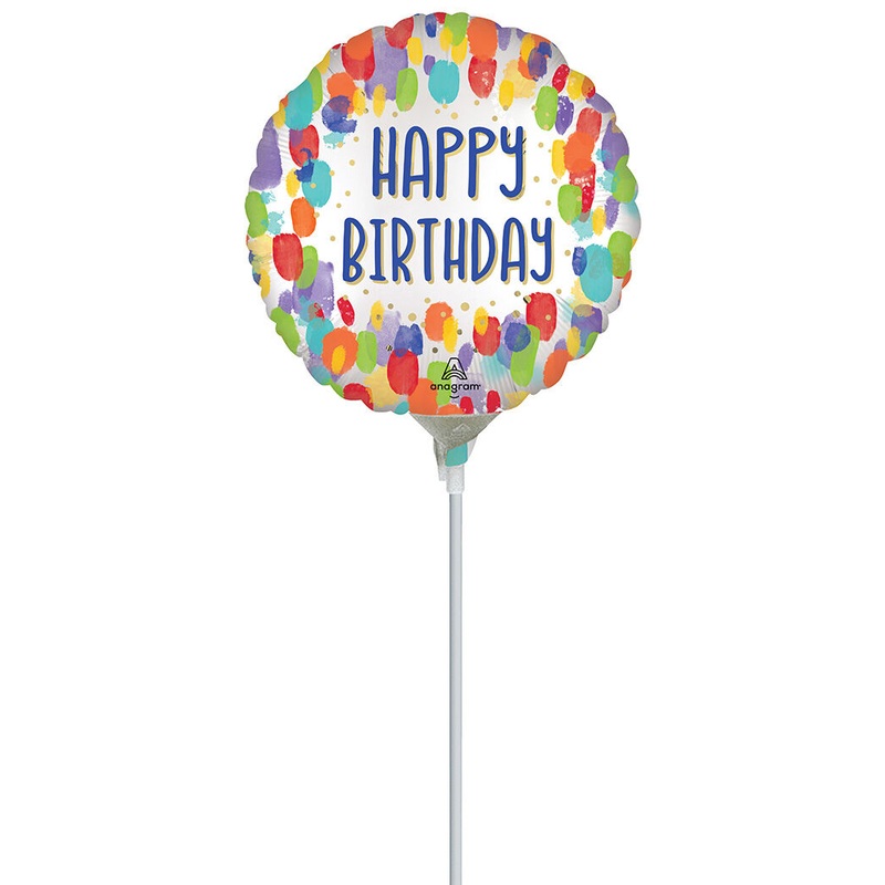 Satin Painterly Dots Birthday 9" Air-fill Balloon (requires heat sealing)