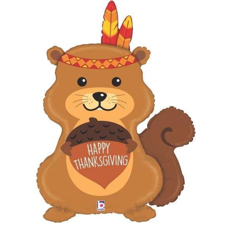 Thanksgiving Give Thanks Squirrel 32" Balloon