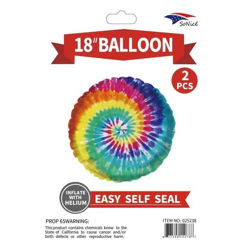 Tie Dye Mylar Set 18 Balloons (2 count)