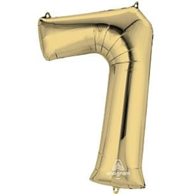 White Gold Number 7 34 Balloon