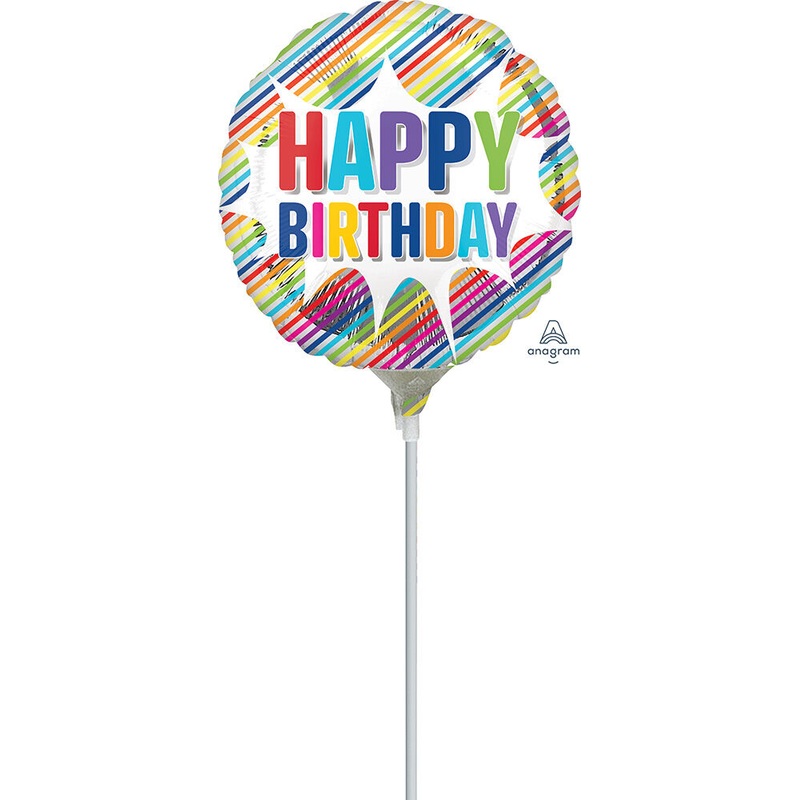 4" Happy Birthday Striped Burst