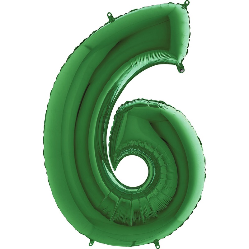 Green Number 6 34" Balloon