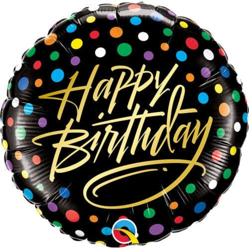 Happy Birthday Gold Scripts Dots 18 Balloon