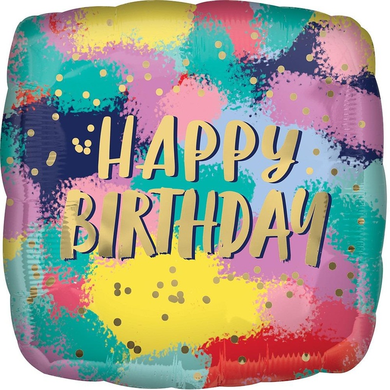Happy Birthday Painted Colors 17 Balloon