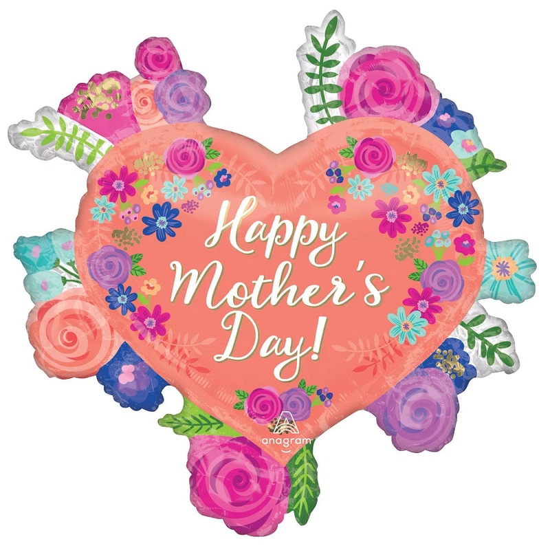 Happy Mother's Day Floral Heart 27 Balloon