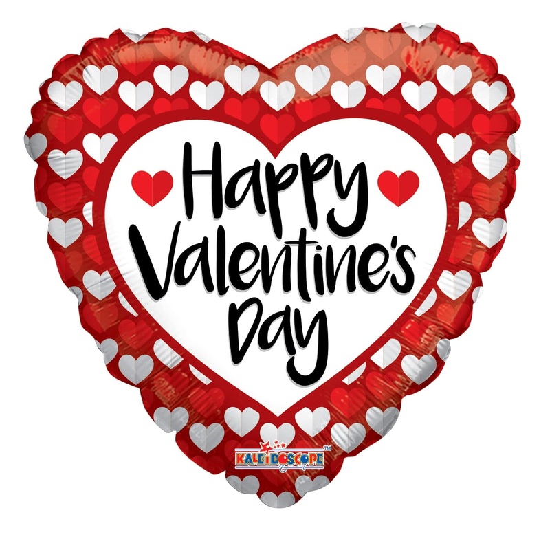 Happy Valentine's Day Red White Hearts 18 Balloon