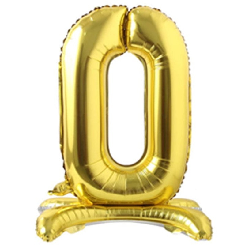 Number 0 Gold Standing 28 Balloon
