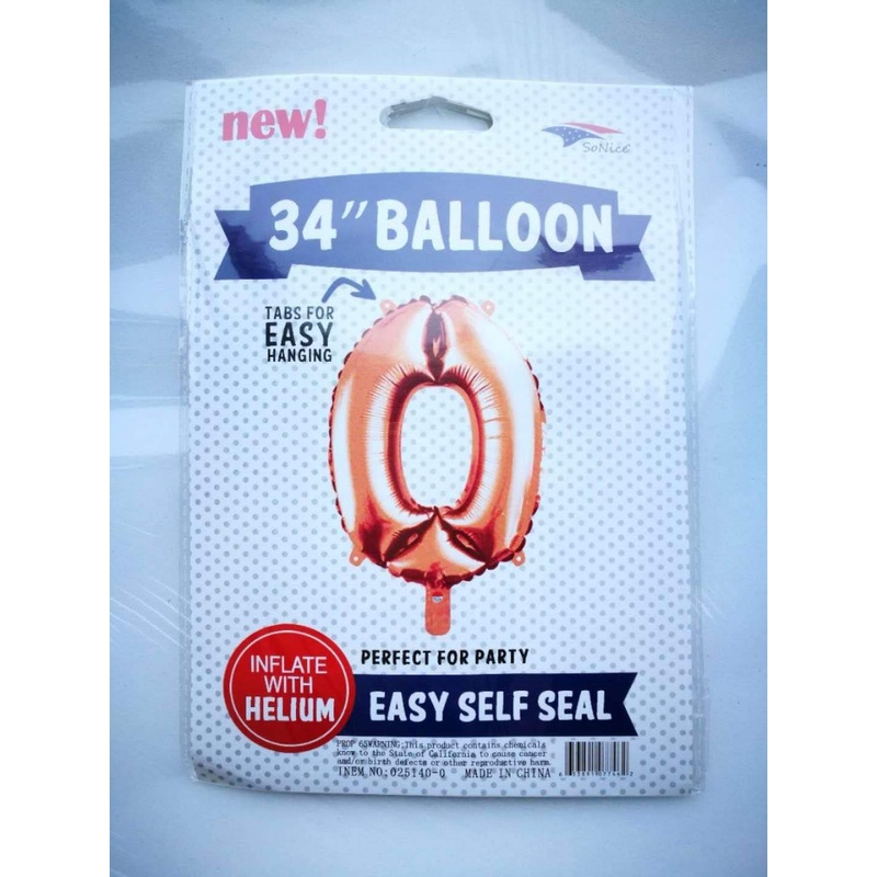 Rose Gold Number 0 34 Balloon