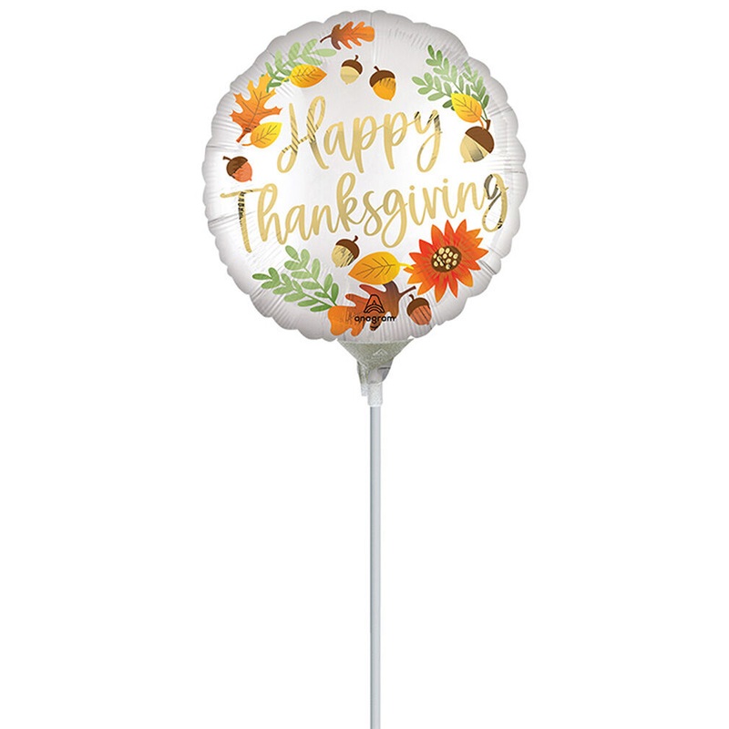 Satin Happy Thanksgiving 9" Air-fill Balloon (requires heat sealing)
