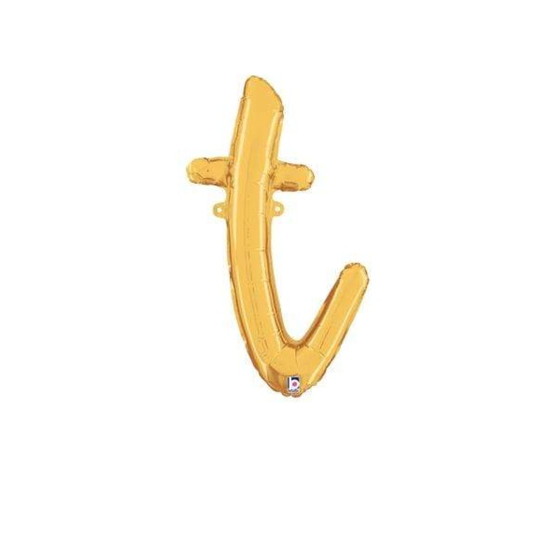 Script Cursive Balloon Letter T Gold