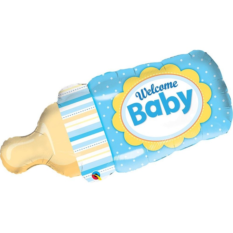 Welcome Baby Bottle Blue (Write Name with Marker) 39 Balloon