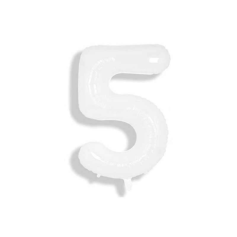 White Number 5 34 Balloon