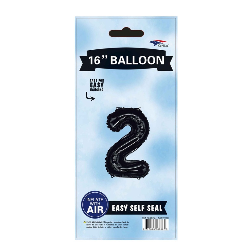 Black Number 2 16 Balloon