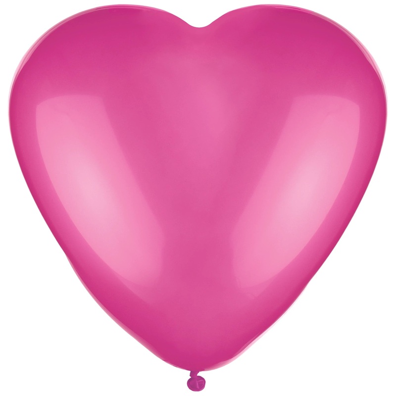 Bright Pink Heart 12 Latex Balloons (6 count)