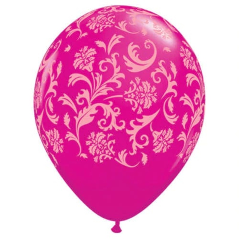 Damask Print Wild Berry 11 Latex Balloons (50 count)