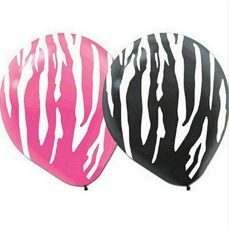Pink Black Zebra Print 12 Latex Balloons (20 count)