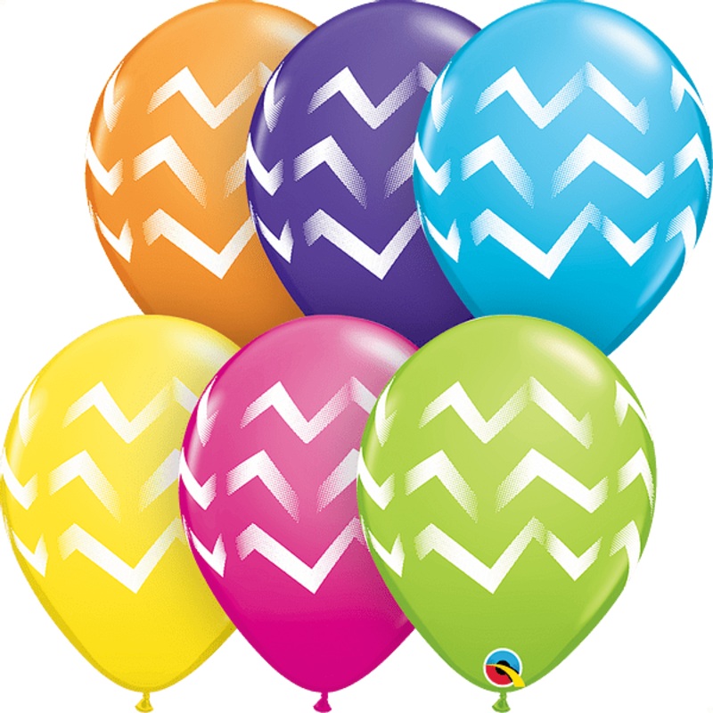 Tropical Assortment Chevron Stripes 11 Latex Balloons (50 count)
