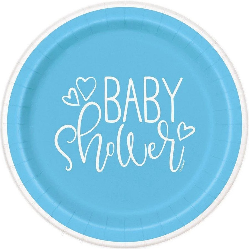 Blue Hearts Baby Shower Plates 7 (8 count)