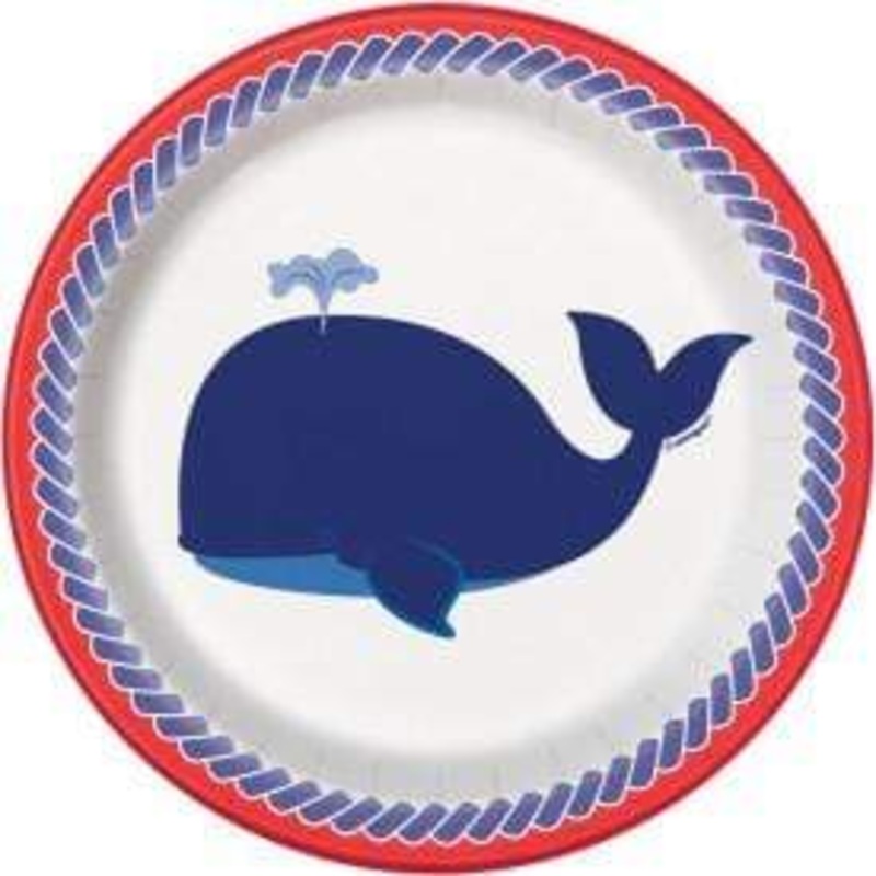 Nautical Whale Plates 7 (8 count)