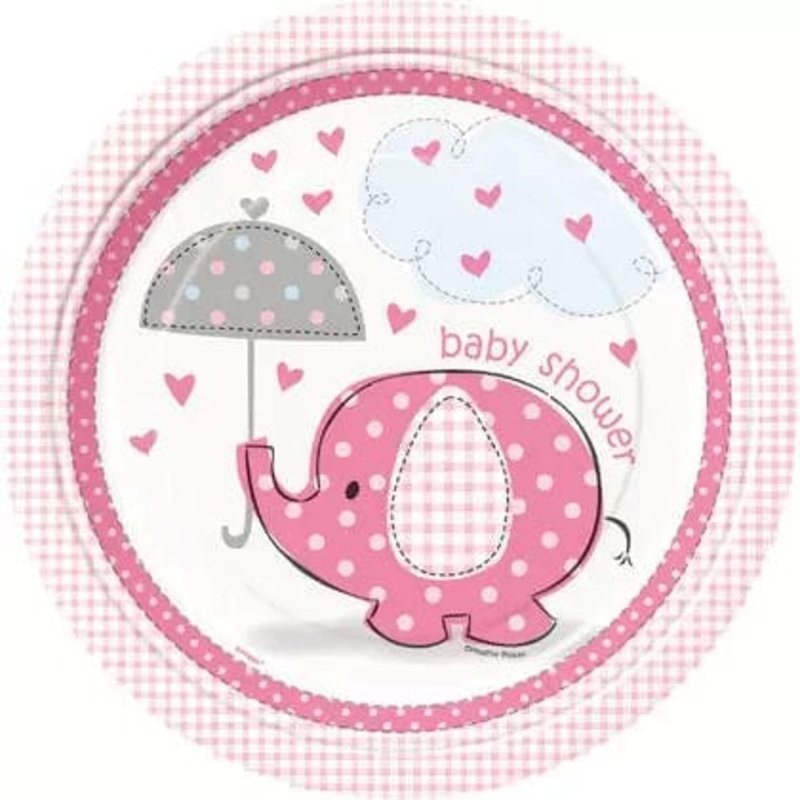 Umbrellaphants Pink Plates 9 (8 count)