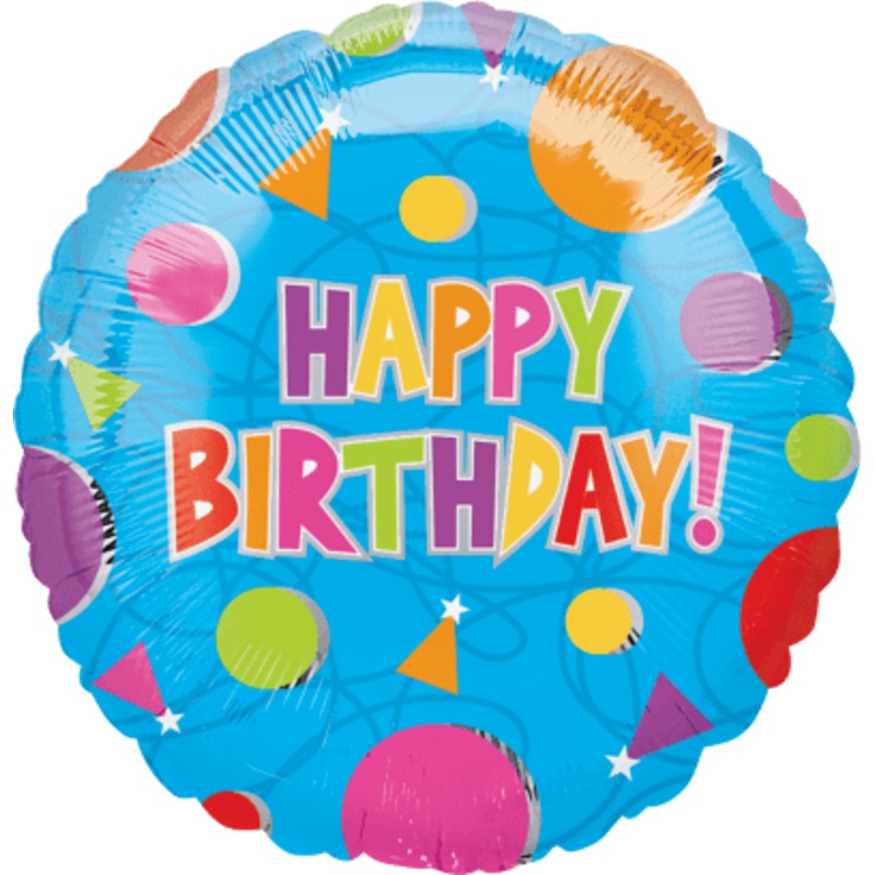 18" Happy Birthday Dots Foil Balloons