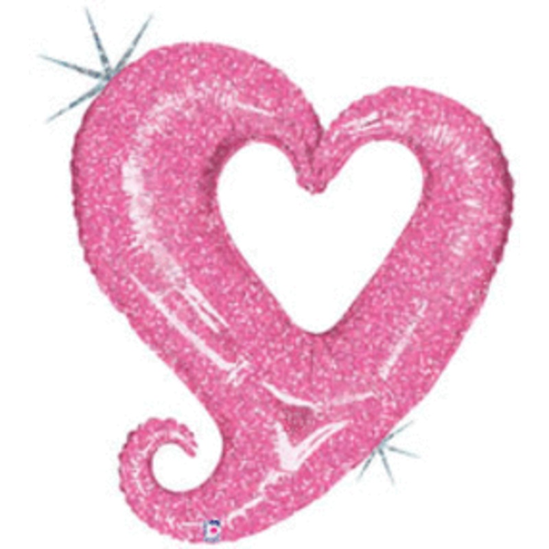Chain of Hearts Pink Holographic 37" Balloon