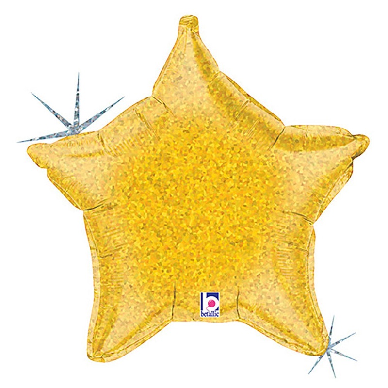 Gold Holographic Star 21 Balloon