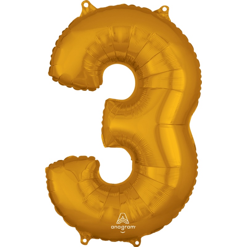 Gold Number 3 26 Balloon