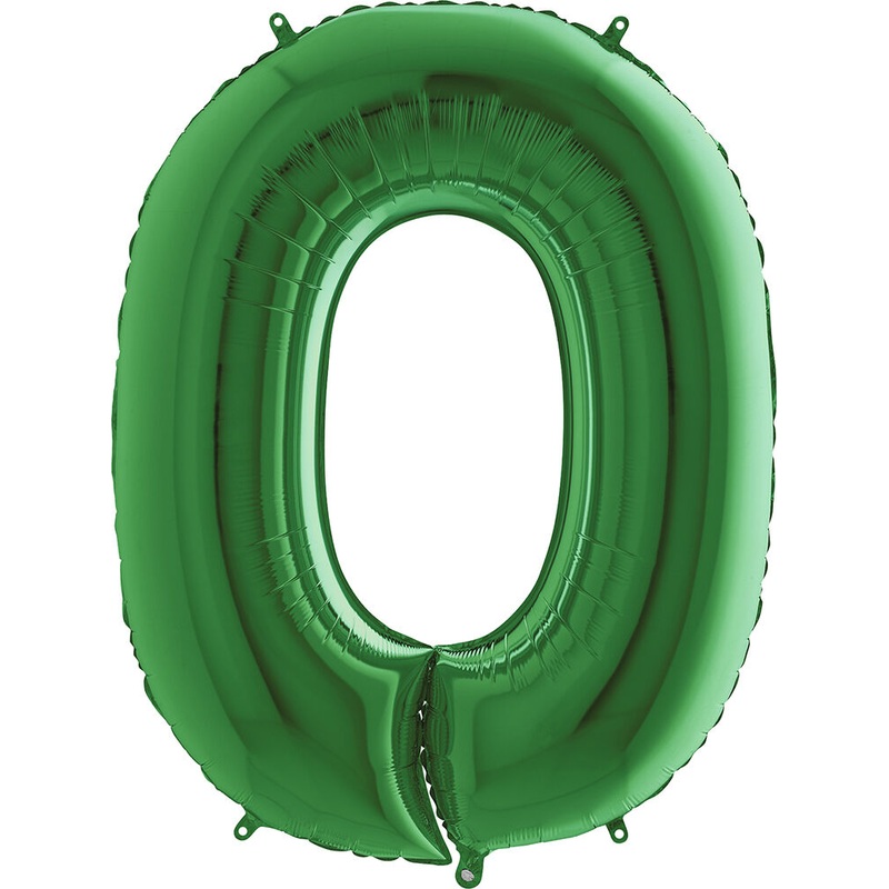Green Number 0 34" Balloon