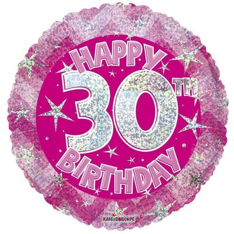 Happy 30th Birthday Pink Holographic 18 Balloon