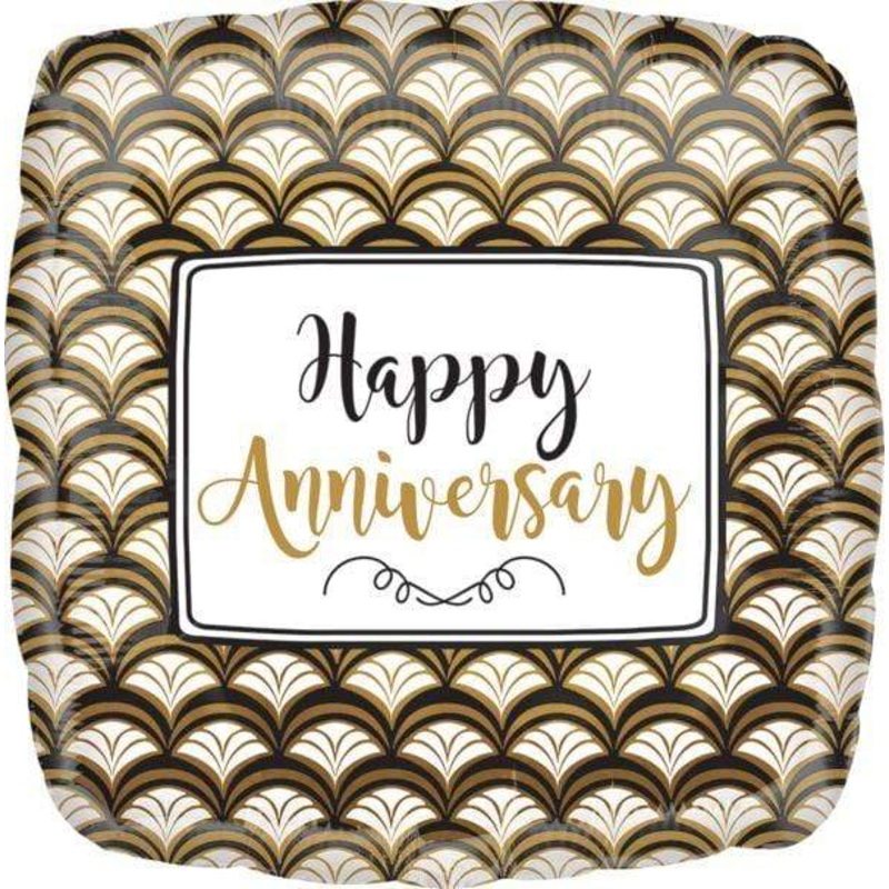 Happy Anniversary Gold Scallop 18 Balloon