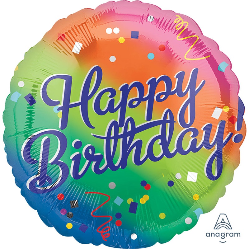 Happy Birthday Fancy Type Rainbow 17 Balloon