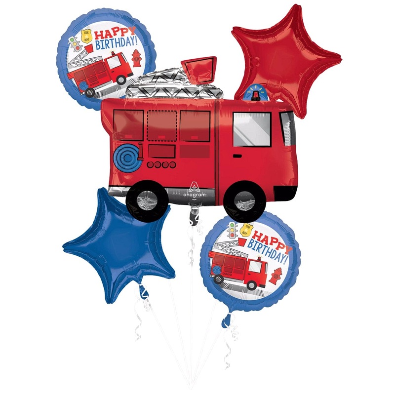 Happy Birthday Fire Truck Balloon Bouquet Kit