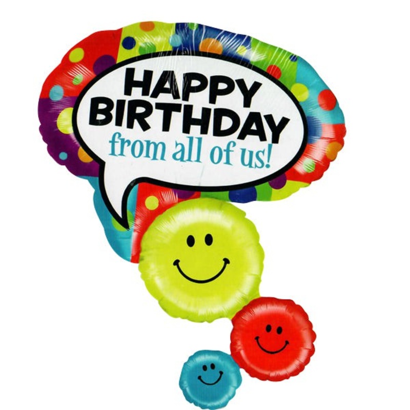 Happy Birthday From Us All Smiley Faces 42 Balloon