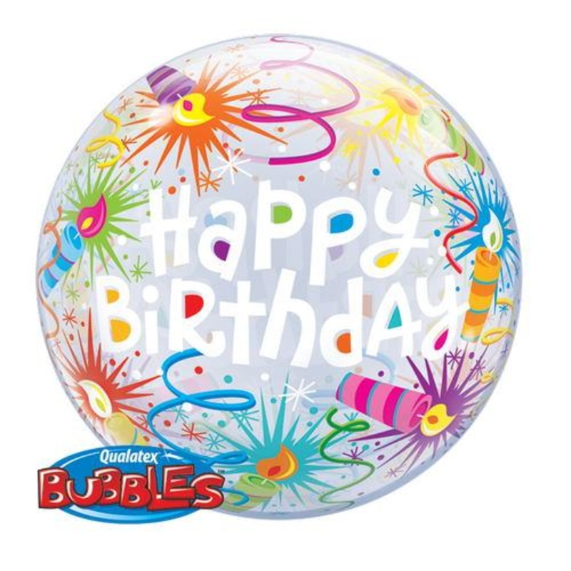 Happy Birthday Lit Candles 22 Bubble Balloon