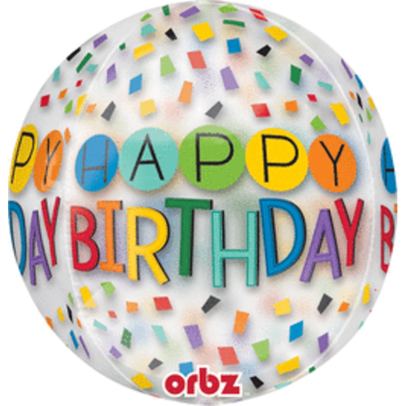 Happy Birthday Rainbow Orbz 16" Balloon