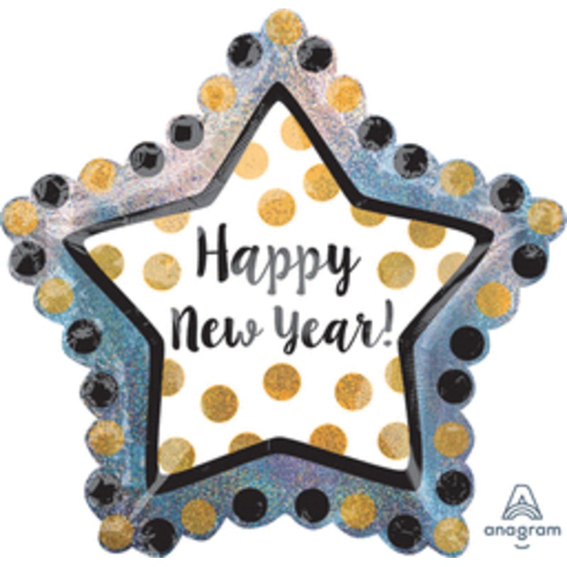Happy New Year Holographic Star 30 Balloon