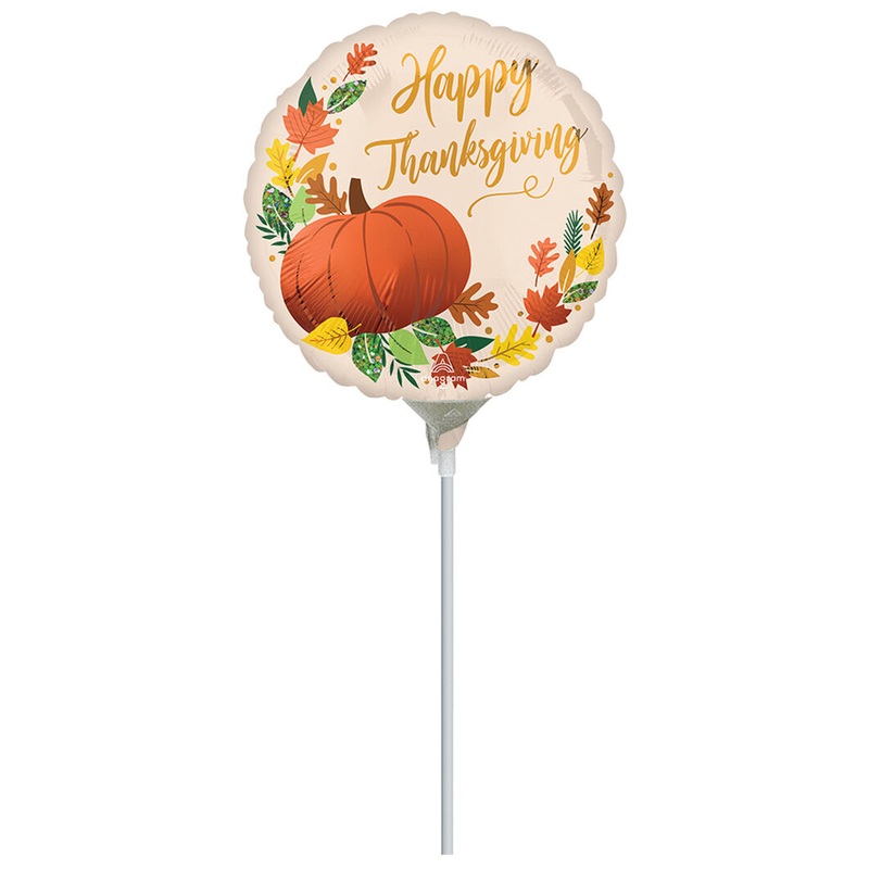 Happy Thanksgiving Pumpkin 4" Air-fill Balloon (requires heat sealing)