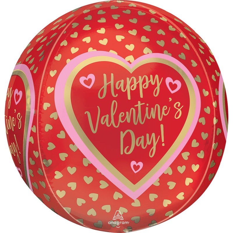 Happy Valentine's Day Golden Hearts 16" Balloon