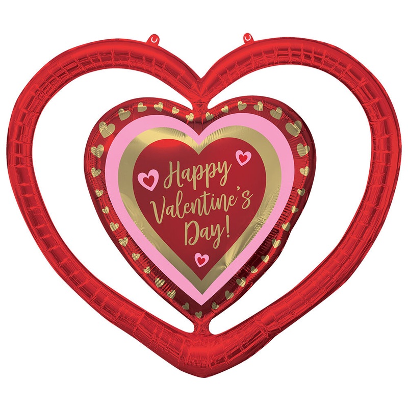 Happy Valentine's Day Golden Hearts Open Heart 39" Balloon