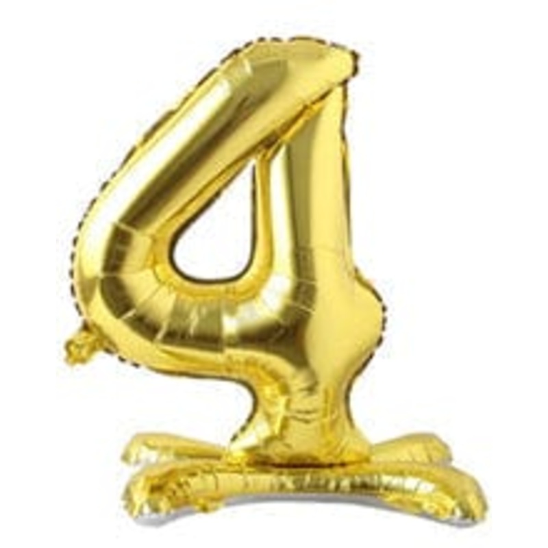 Number 4 Gold Standing 28 Balloon