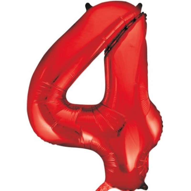 Number 4 Red 34 Balloon